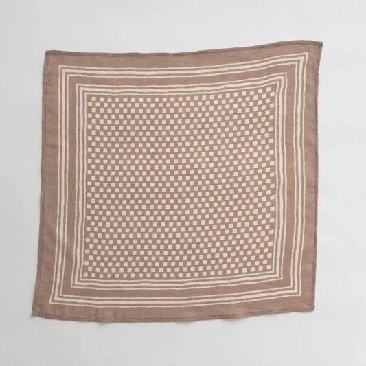 Organic Cotton Block Printed Bandana - Mocha