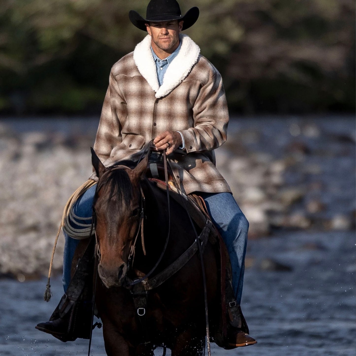 Wool Coat With Shearling Collar