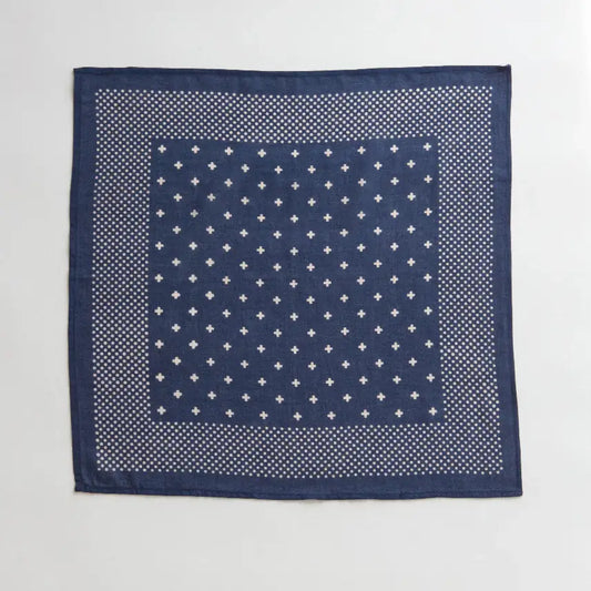 Organic Cotton Block Printed Bandana - Indigo