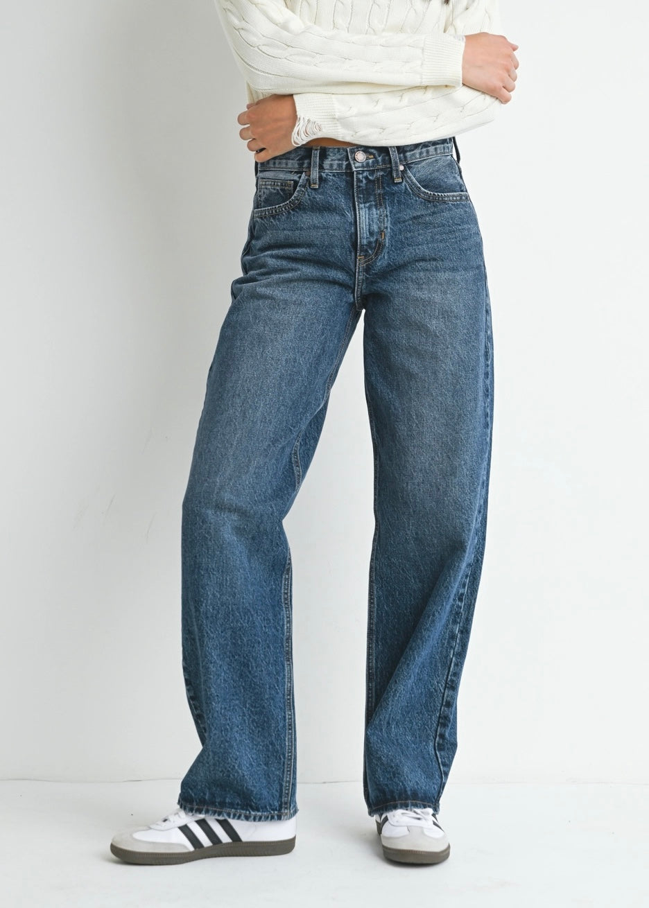Relaxed Straight Dark Denim Jeans