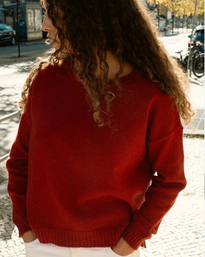 Lambswool Oversized Sweater - Red