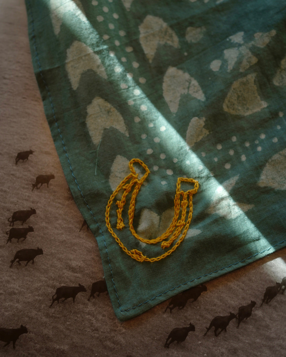 Chainstitch Block Printed Bandana