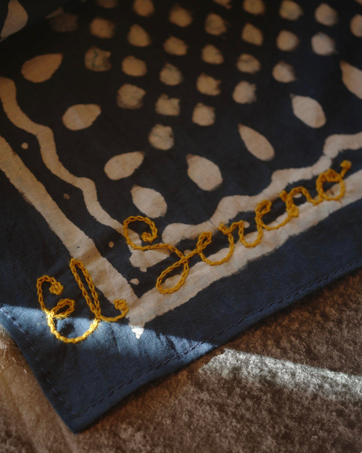 Chainstitch Block Printed Bandana