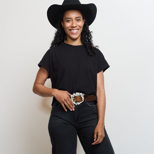 Cotton Crew Neck Crop Top