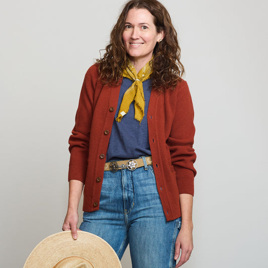Lambswool Cardigan - Rust