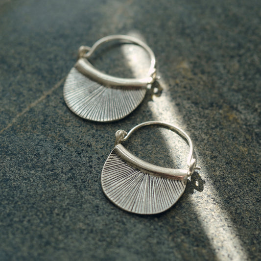 Hill Tribe Sterling Silver Etched Petal Earring