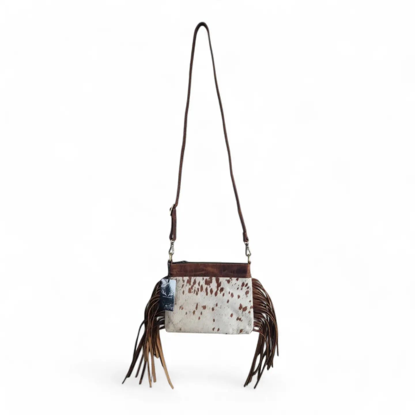 Cowhide and Leather Crossbody Bag