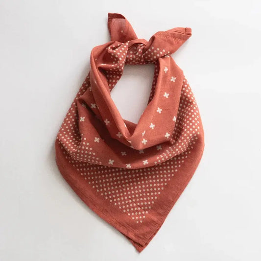 Organic Cotton Block Printed Bandana - Clay