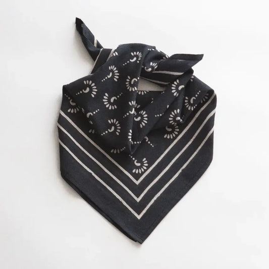 Organic Cotton Block Printed Bandana - Black