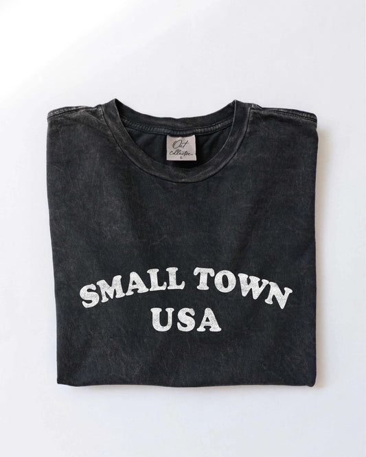 Small Town USA Tee - Washed Black