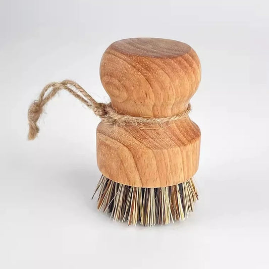 Wood Palm Pot Scrubber Brush