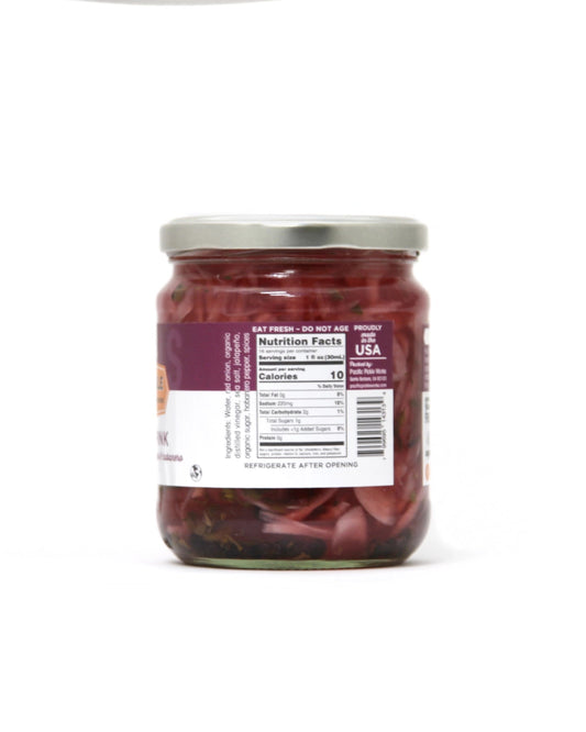 Pickled in Pink - Sliced Red Onion with Jalapeño & Habanero