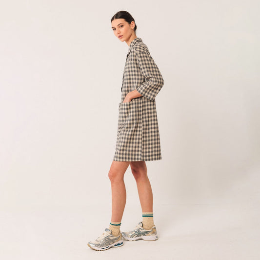 Checkered Dress - Indigo
