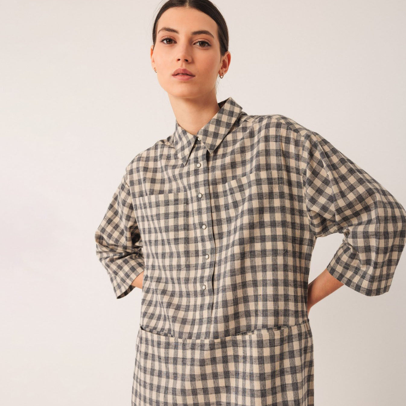 Checkered Dress - Indigo