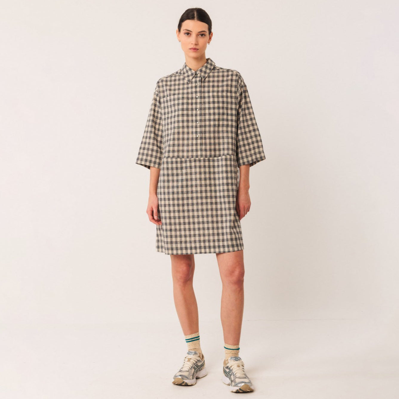 Checkered Dress - Indigo